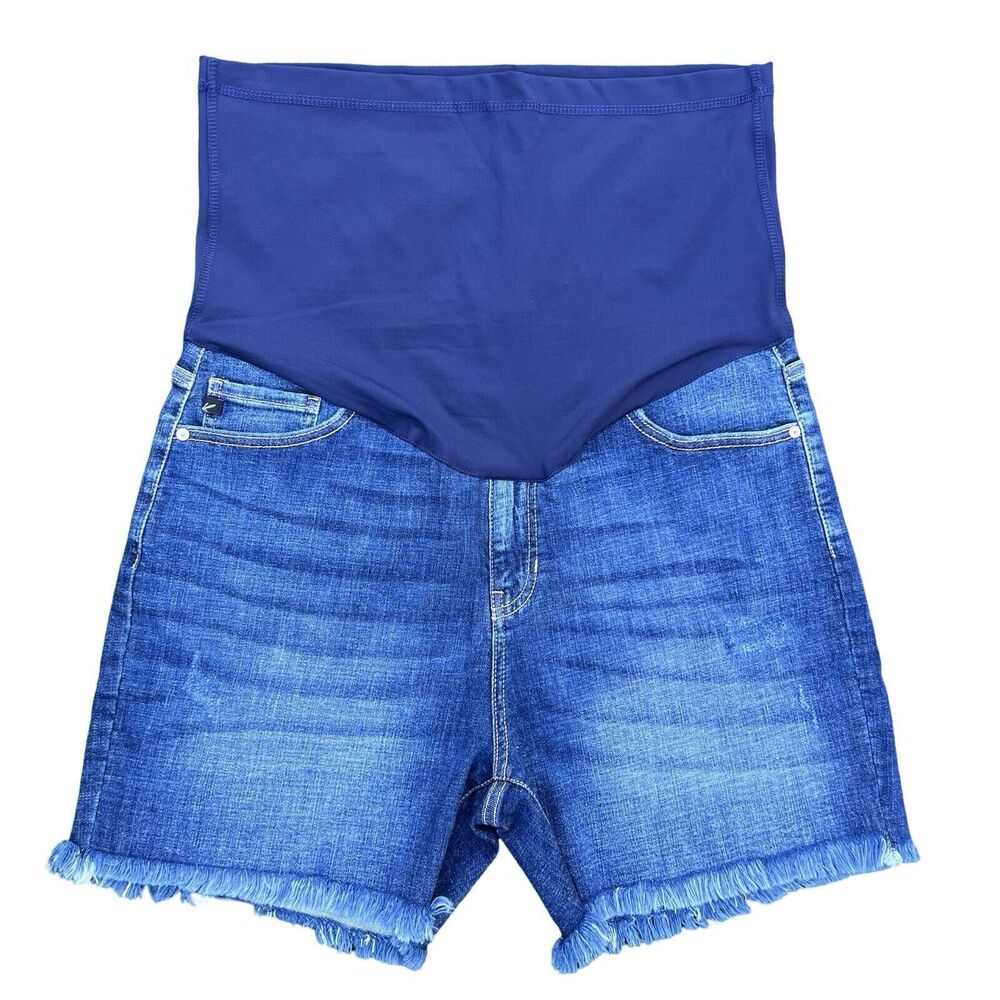 PinkBlush Kancan Women Size XL Maternity Jeans Denim Shorts Blue Distressed